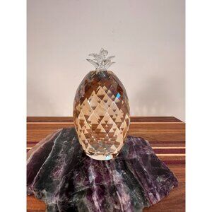 Oleg Cassini Amber Shimmer Crystal Pineapple Paperweight